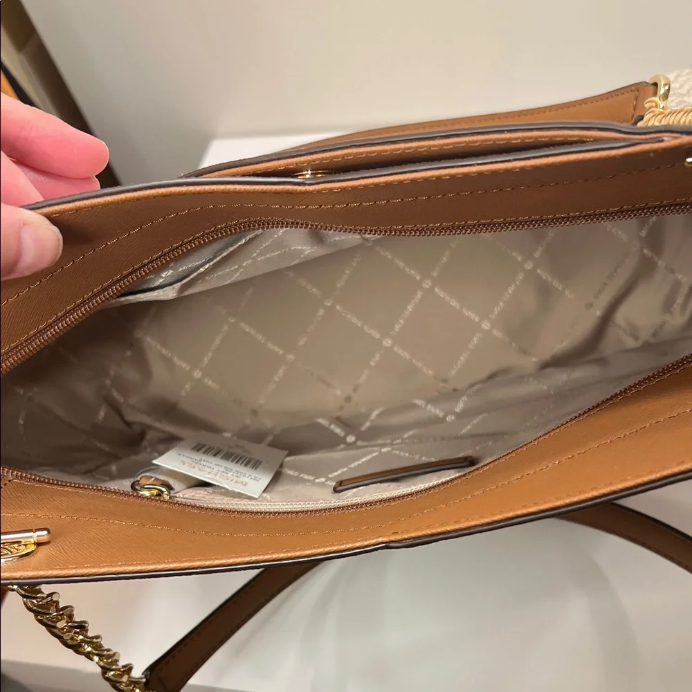 Michael Kors Large X Chain Shoulder Tote Bag Vanilla BNWT